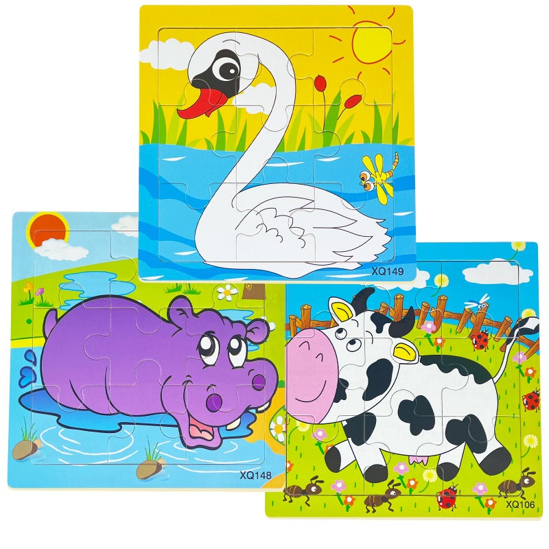 Sealive 3Pack Wooden Animal Puzzles for Toddlers 9Piece Jigsaw Puzzles for Kids 35 Preschool Learning Educational Toys Fine Motor Skills for Boys and Girls - Image 3