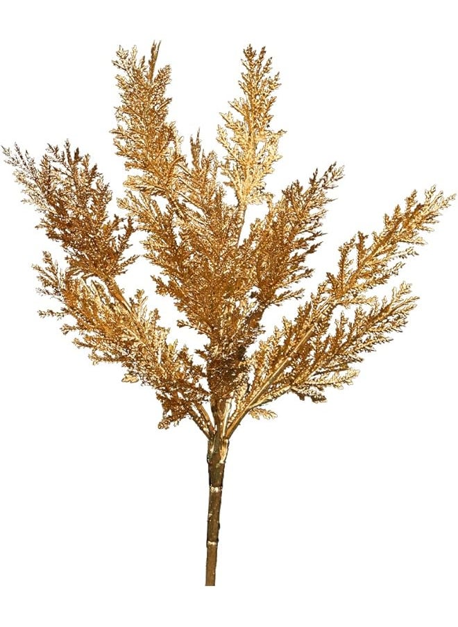 erorex 3pcs Artificial pine plant branch Gold Leaf Holiday Ornaments Fake Flowers For Decoration - Silk Flowers Bouquet Arrangement – Artificial Plants Leaf Spray - Flowers For Vase Filler Decor  - Image 1