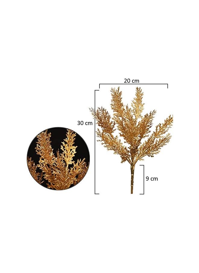 erorex 3pcs Artificial pine plant branch Gold Leaf Holiday Ornaments Fake Flowers For Decoration - Silk Flowers Bouquet Arrangement – Artificial Plants Leaf Spray - Flowers For Vase Filler Decor  - Image 3