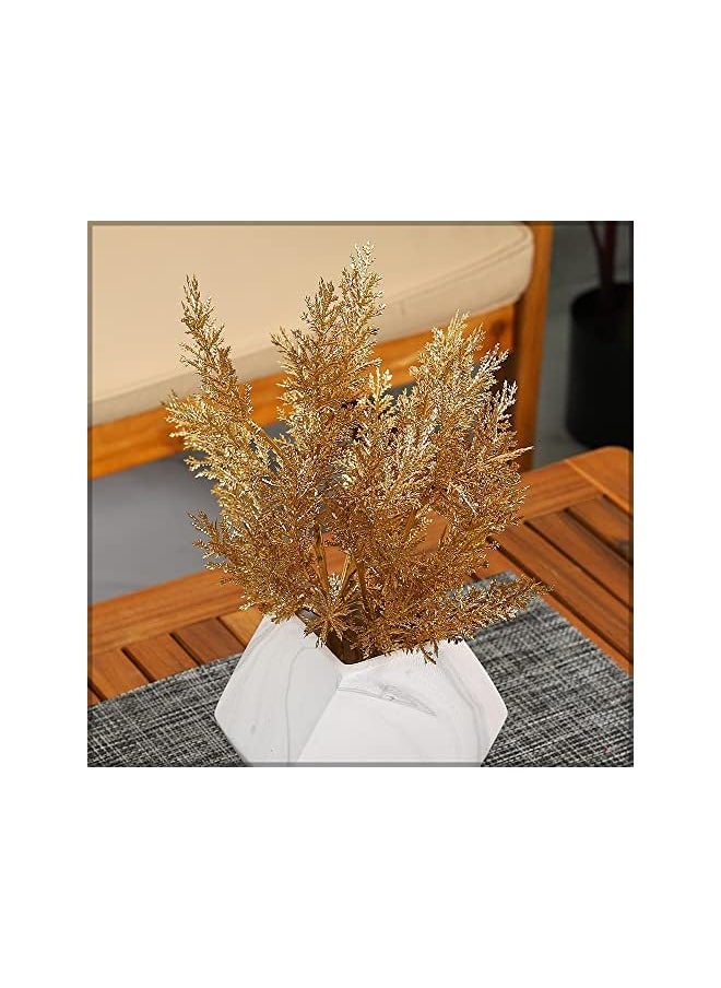 erorex 3pcs Artificial pine plant branch Gold Leaf Holiday Ornaments Fake Flowers For Decoration - Silk Flowers Bouquet Arrangement – Artificial Plants Leaf Spray - Flowers For Vase Filler Decor  - Image 4