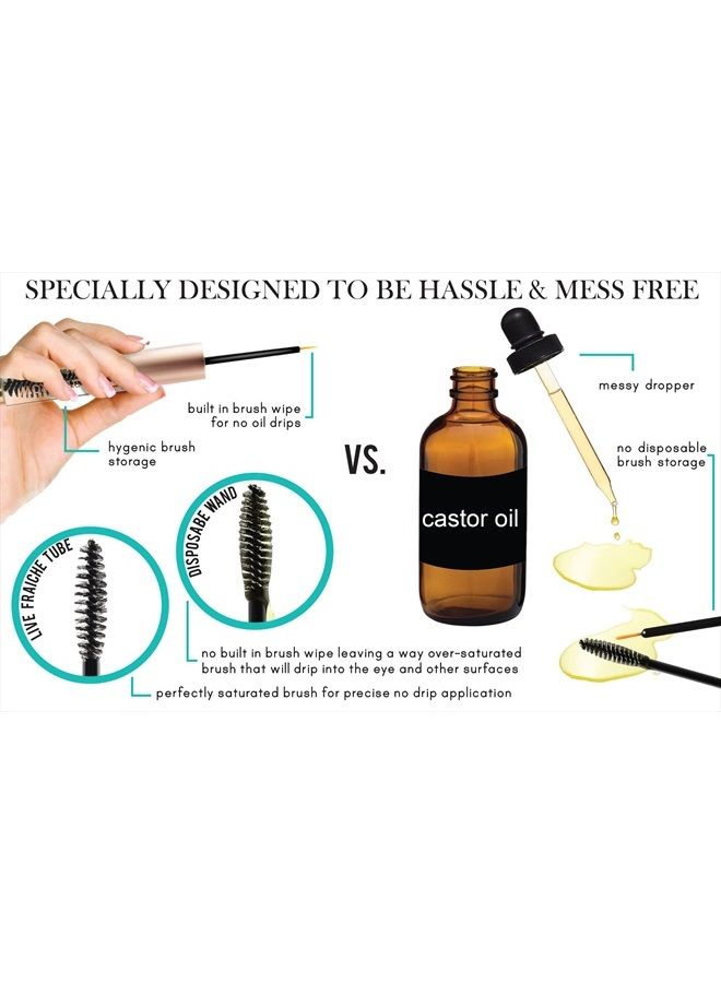 Live Fraiche USDA Organic castor oil eyelash growth serum with mascara tube, eyelash conditioner lash boost serum - Image 4