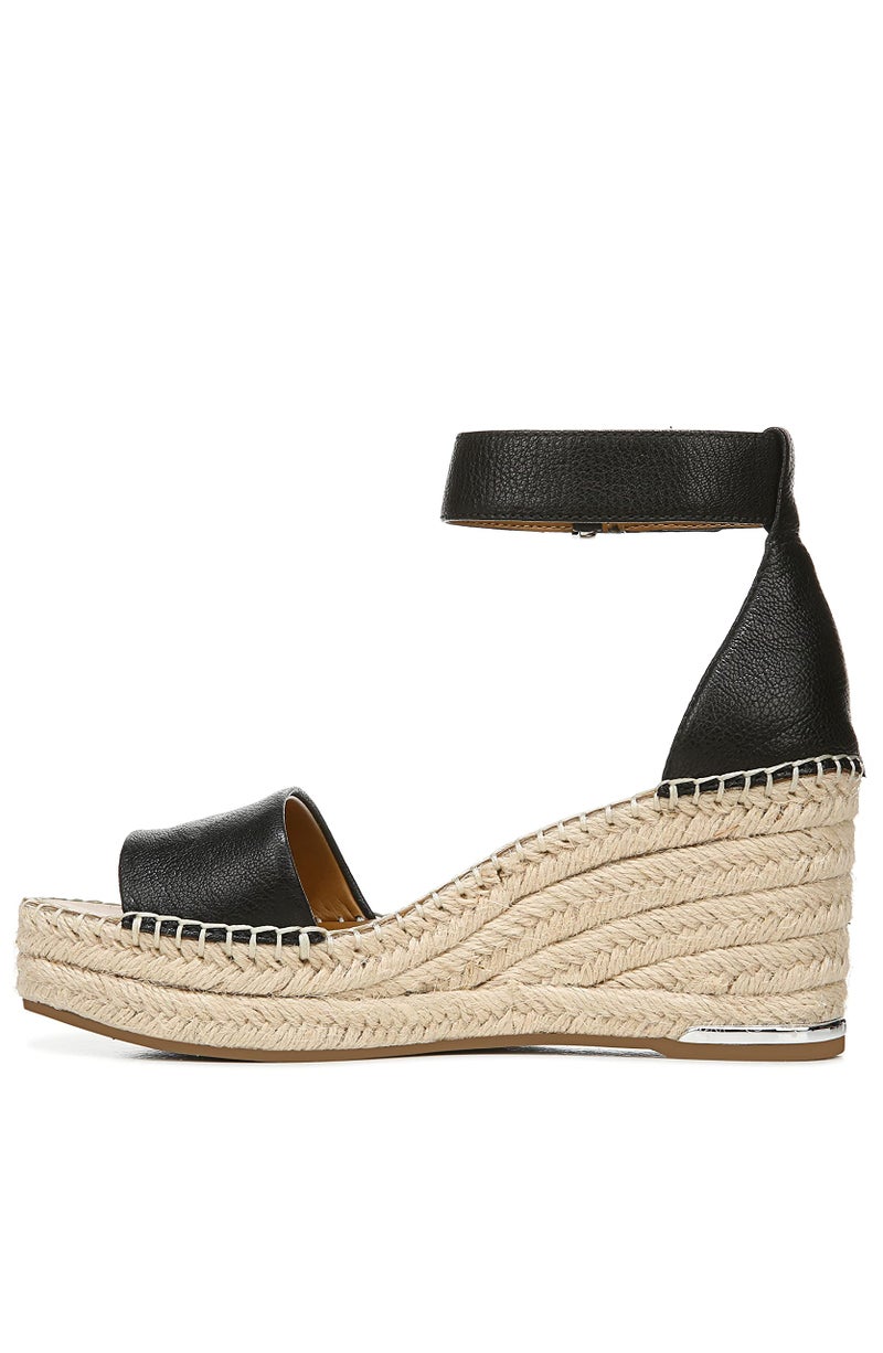 Franco Sarto Womens Clemens Jute Wrapped Espadrille Wedge Sandals Black Leather 8.5M - Image 4