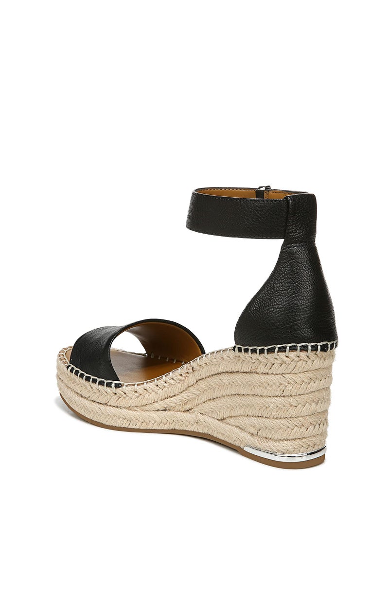 Franco Sarto Womens Clemens Jute Wrapped Espadrille Wedge Sandals Black Leather 8.5M - Image 3