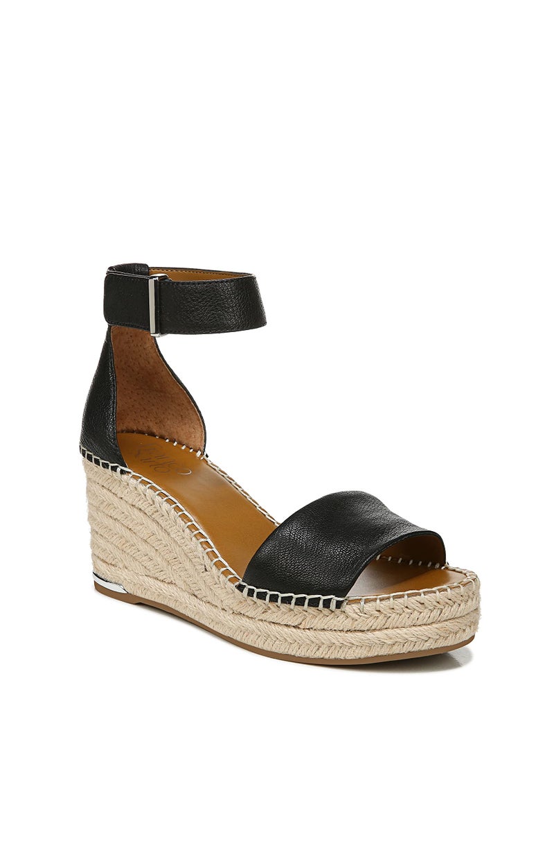 Franco Sarto Womens Clemens Jute Wrapped Espadrille Wedge Sandals Black Leather 8.5M - Image 2