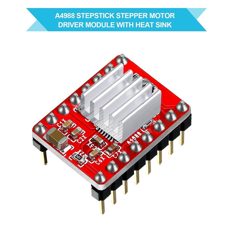 Photect 10 Pieces Stepper Motor Driver Module with Heat Sink Compatible with Stepstick Stepper A4988 3D Printer Reprap, CNC Machine or Robotics - Image 2