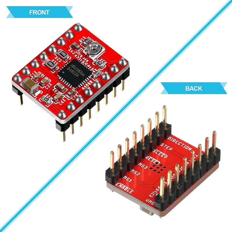 Photect 10 Pieces Stepper Motor Driver Module with Heat Sink Compatible with Stepstick Stepper A4988 3D Printer Reprap, CNC Machine or Robotics - Image 4