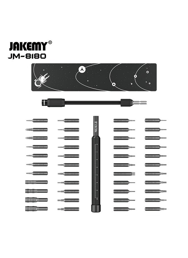 JAKEMY - JAKEMY JM-8180 Manual Mini Precision Screwdriver Set for Glasses, Hex and Flathead Screws - 47-in-1 Computer Repair Tool Kit (Black) - Image 1