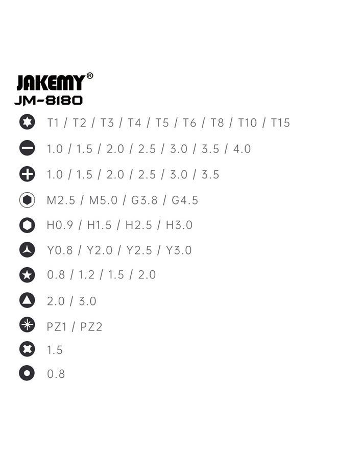 JAKEMY - JAKEMY JM-8180 Manual Mini Precision Screwdriver Set for Glasses, Hex and Flathead Screws - 47-in-1 Computer Repair Tool Kit (Black) - Image 1