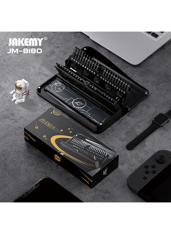 JAKEMY - JAKEMY JM-8180 Manual Mini Precision Screwdriver Set for Glasses, Hex and Flathead Screws - 47-in-1 Computer Repair Tool Kit (Black) - Image 1