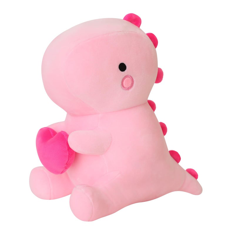 SQEQE Dinosaur Stuffed Animal Loving Soft Dino Plush Toys with Holding Heart Sweet Romantic Anniversary Birthday Gift for Her Girls Boys GirlfriendPink12 inch - Image 3