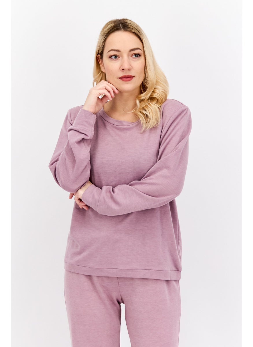 VINCE CAMUTO - Women 2 Pieces Plain Long Sleeves Pyjama Set, Purple - Image 1