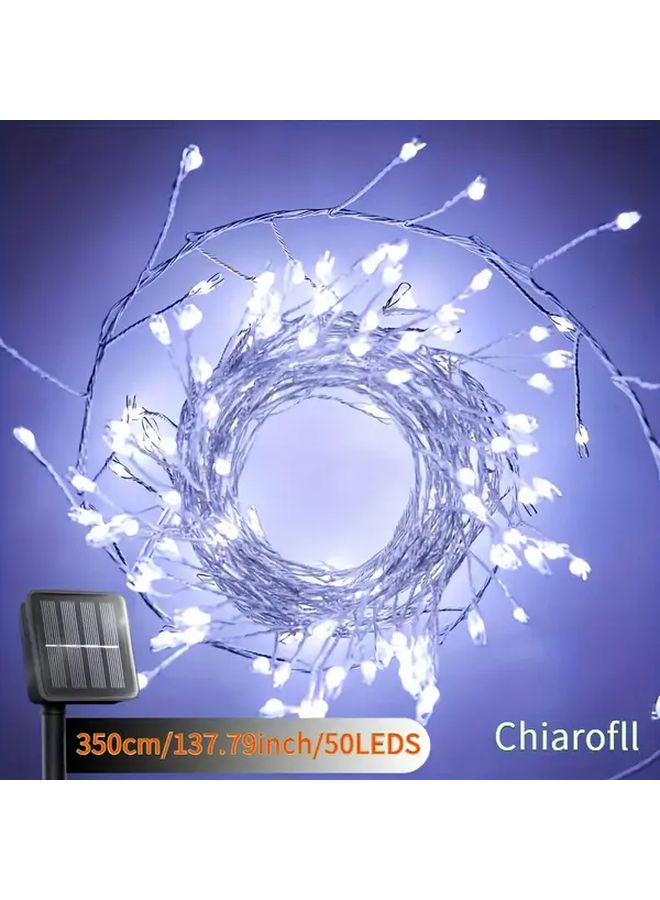 50LEDS White Solar Firecracker Lights 8 Modes Copper Wire Outdoor Decor - Image 1