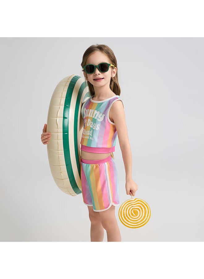 Aimer Kids Vacation Swimsuit Set For Girls, Sun Protection 50+, Chlorine-resistant, Two-piece Style, Size 120 - Image 1