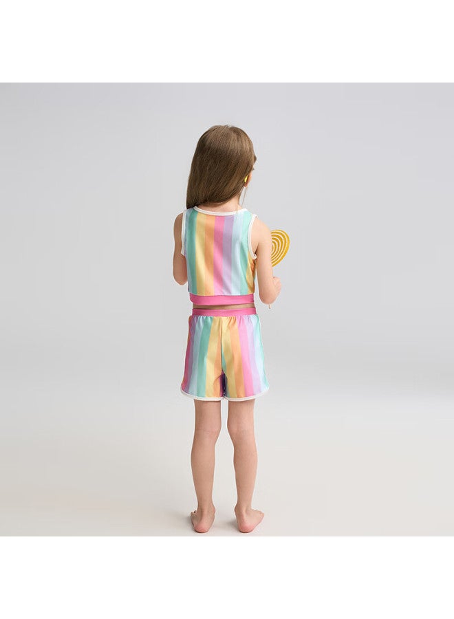 Aimer Kids Vacation Swimsuit Set For Girls, Sun Protection 50+, Chlorine-resistant, Two-piece Style, Size 120 - Image 4