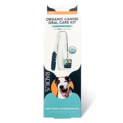 RADIUS Canine Oral Care Kit, Includes 1 Pet Toothbrush, 1 Critter Case, and 0.8 oz Canine Pet Toothpaste, Firm Bristle & Non Toxic Toothpaste for Dogs - Image 1