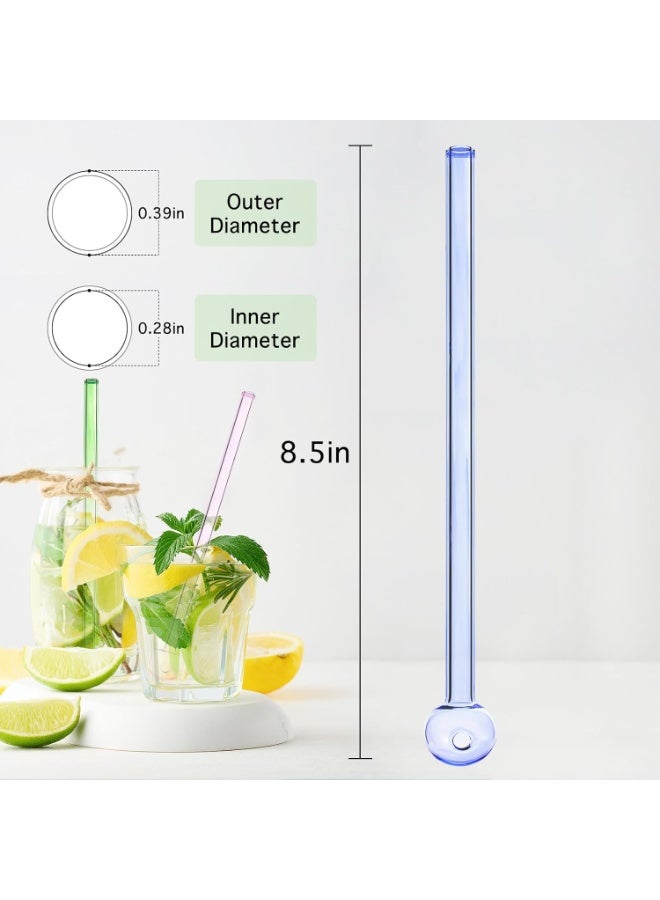 YQbest 8 قطع من المصاصات الزجاجية مقاومة للكسر، بطول 8 بوصات، مصاصة زجاجية قابلة لإعادة الاستخدام مع فرشاة تنظيف، آمنة للغسل في غسالة الصحون، مثالية للمشروبات في الحانات، الكوكتيلات، العصائر، القهوة، والسموذي. - Image 3