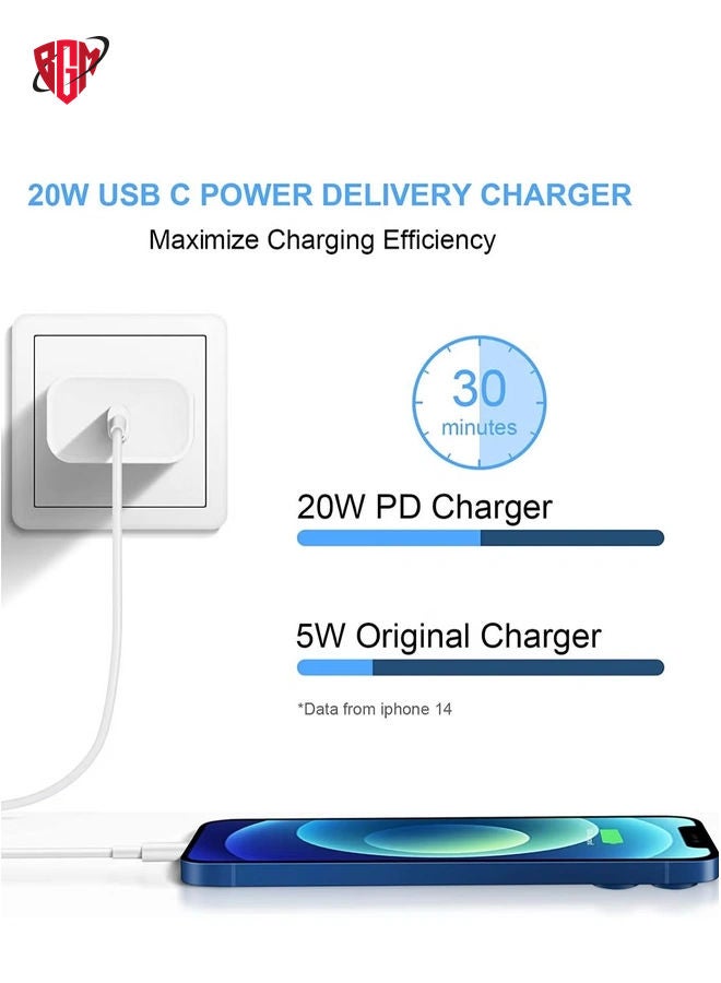 iPhone Fast Charger Block [1 Pack] 20W USB C Wall Charger PD Adapter Compatible with iPhone 14//14 Pro/14 Pro Max/14 Plus/13/12/11/Xs Max/XR/X/SE, iPad Pro/Mini, Galaxy, Google Pixel 5/4/3 and More