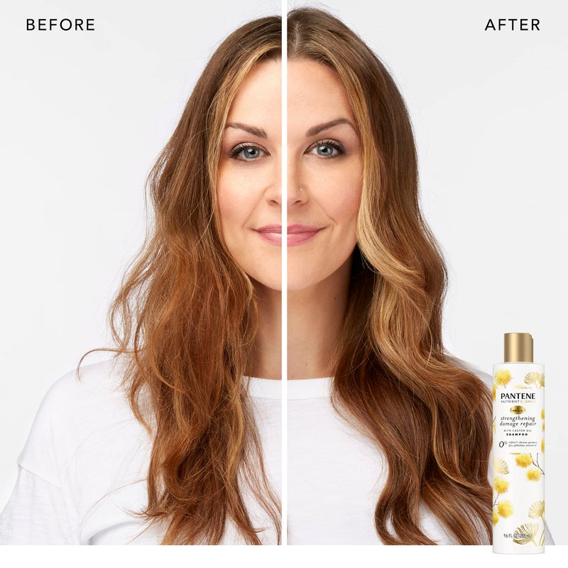 Pantene Sulfate Free Shampoo, Hair Strengthening Anti Frizz Damage Repair Shampoo with Castor Oil, Safe for Color Treated Hair, Nutrient Blends, 9.6 oz - Image 2