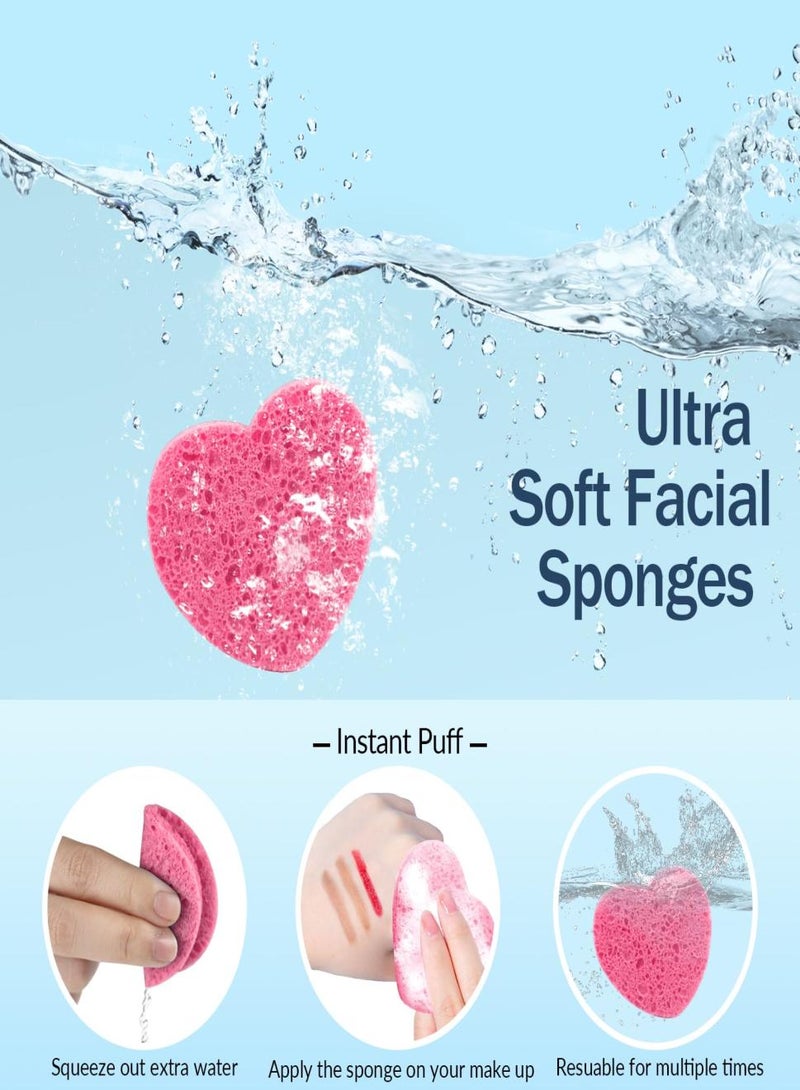 KHAJUL 20-Count Facial Sponges Compressed, 100% Natural Cellulose Face Sponge Professional Cosmetic Spa Sponges for Face Cleansing, Exfoliating Mask, Makeup Removal for Travel and Home, Pink - Image 4