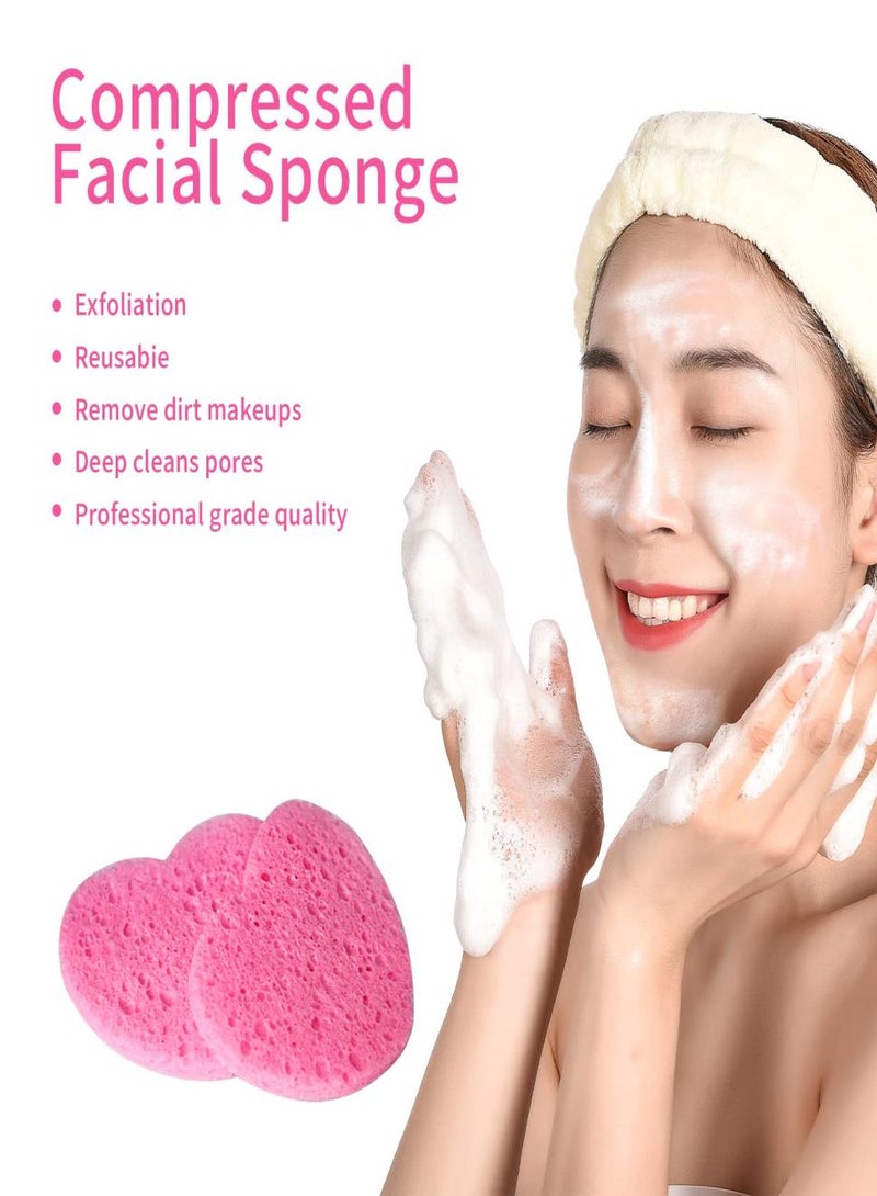 KHAJUL 20-Count Facial Sponges Compressed, 100% Natural Cellulose Face Sponge Professional Cosmetic Spa Sponges for Face Cleansing, Exfoliating Mask, Makeup Removal for Travel and Home, Pink - Image 5