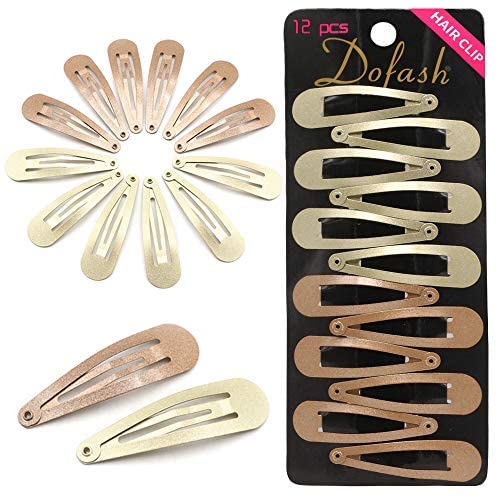 Dofash 5CM2IN Metal Snap Hair Clips for Women Hair Barrettes Hair Grips Hair Accessories Girls Hair Clips 12 CountCaramel Blonde