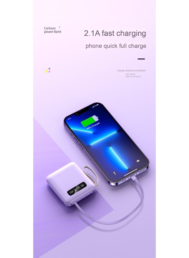 10,000mAh Power Bank with Digital Display and Built-in Cable, High-Capacity Mini Portable Charger - Image 3