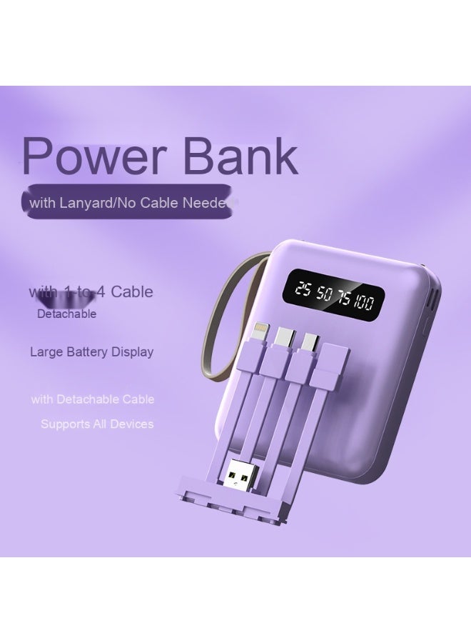 10,000mAh Power Bank with Digital Display and Built-in Cable, High-Capacity Mini Portable Charger - Image 1
