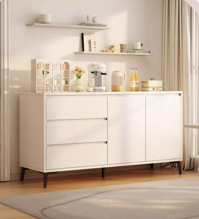 Sideboard Cabinet,Storage Drawer Unit, Closet Organizer with 2 Doors 3 Drawers Adjustable Shelves,Multifunctional Console Cabinet for Living Room, Kitchen, Dinning Room (140 x 40x 75 CM)（DSG044） - Image 1