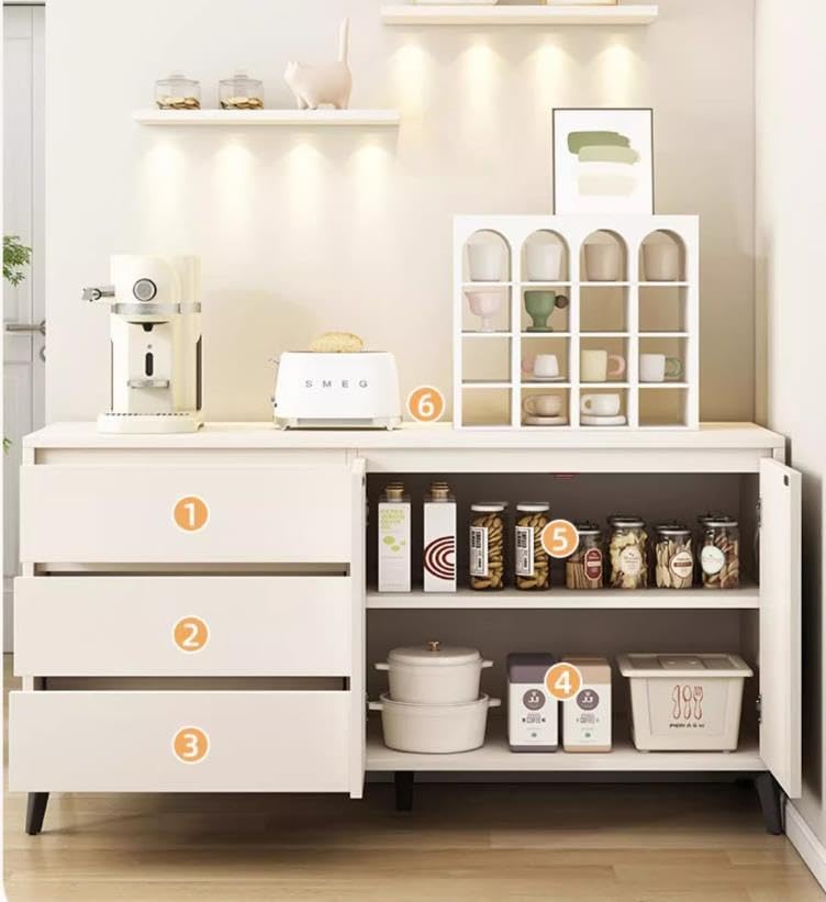 Sideboard Cabinet,Storage Drawer Unit, Closet Organizer with 2 Doors 3 Drawers Adjustable Shelves,Multifunctional Console Cabinet for Living Room, Kitchen, Dinning Room (140 x 40x 75 CM)（DSG044） - Image 5