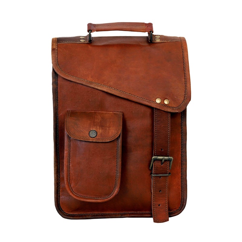 cuero 13" leather satchel tablet bag laptop case office briefcase messenger gift for men computer distressed shoulder bag - Image 2