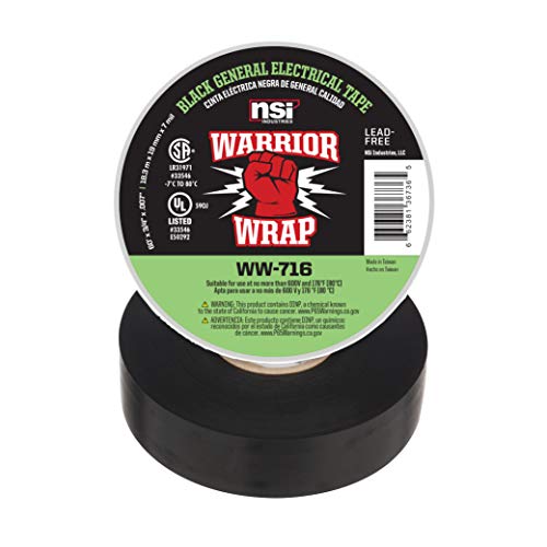 NSI WarriorWrap General 3/4 in. x 60 ft. 7 mil Vinyl Electrical Tape, Black - Image 1