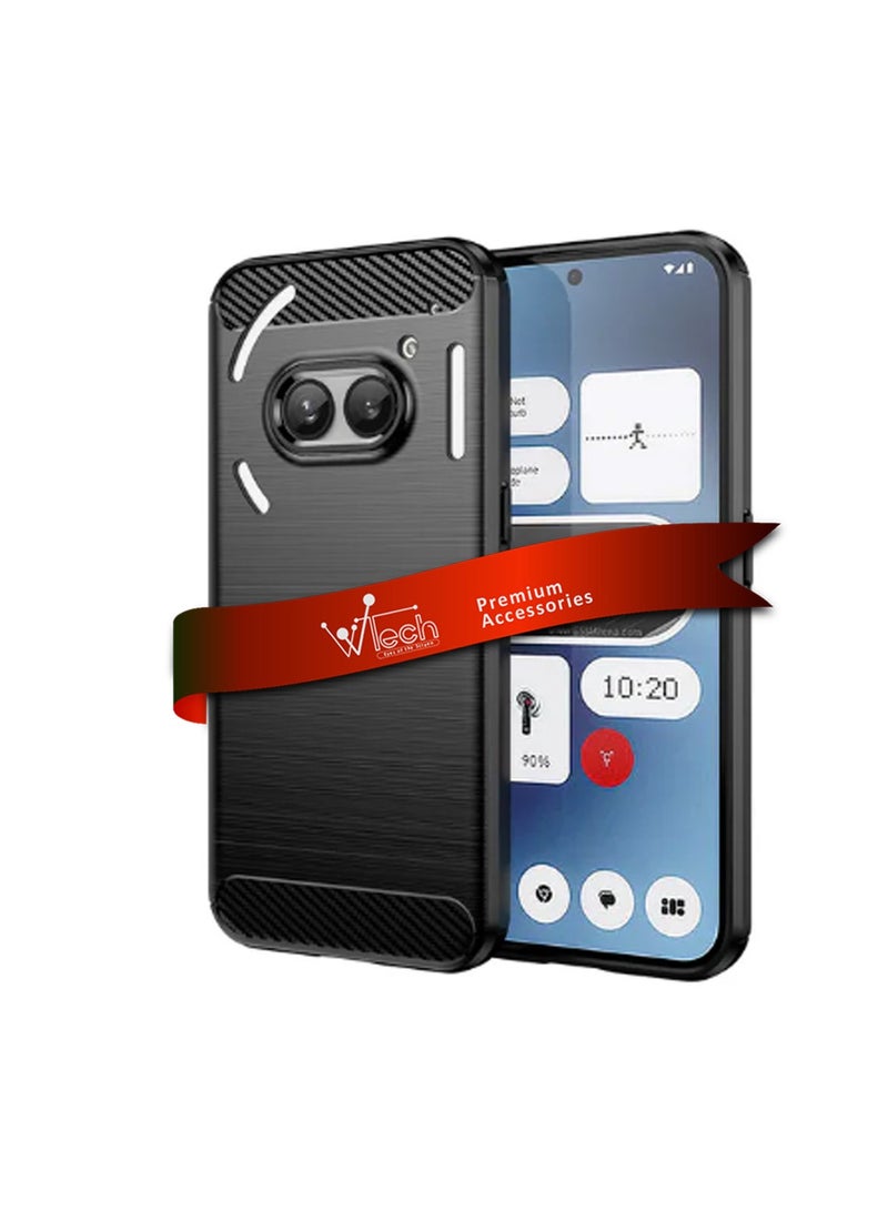 Wtech Nothing Phone (2a) 5G 2024 / Nothing Phone (2a) Plus 5G 2024 Fabric Shock-Absorption Flexible TPU Rubber Protective Cell Phone Case Cover - Black - Image 1