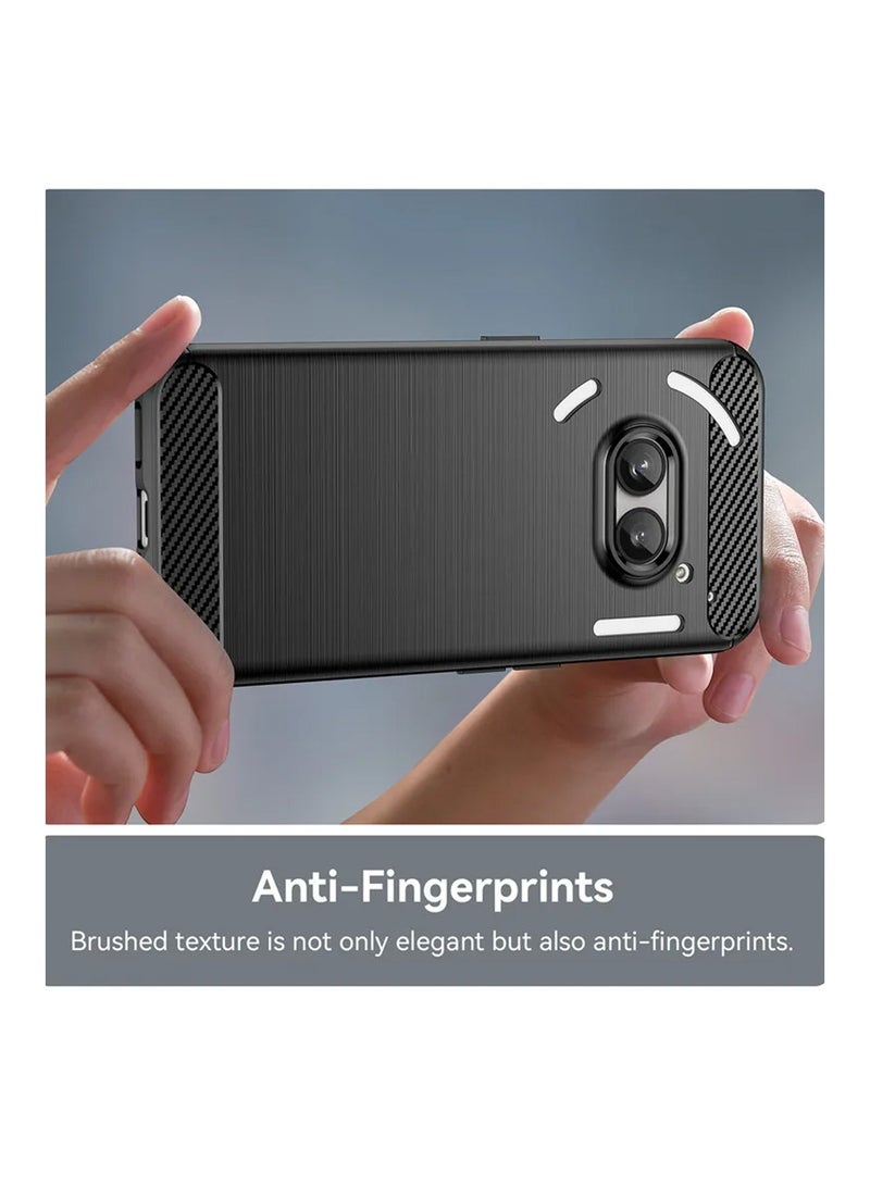 Wtech Nothing Phone (2a) 5G 2024 / Nothing Phone (2a) Plus 5G 2024 Fabric Shock-Absorption Flexible TPU Rubber Protective Cell Phone Case Cover - Black - Image 2