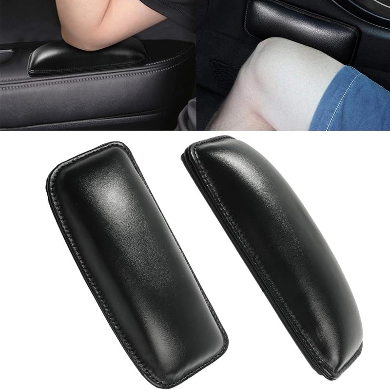 Car Knee Pads and Leg Pads – PU Black with Adhesive Backing, 2 Pieces, for Center Console Protection