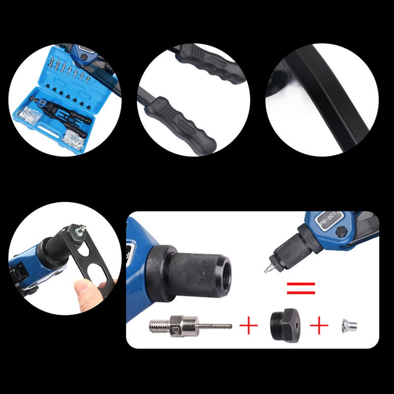 Hand Riveter: Ergonomic Handle With Double Compound Hinge - Quick-Change Heads High Strength Manual Rivet Machine for Sheet Metal Processing - Image 4