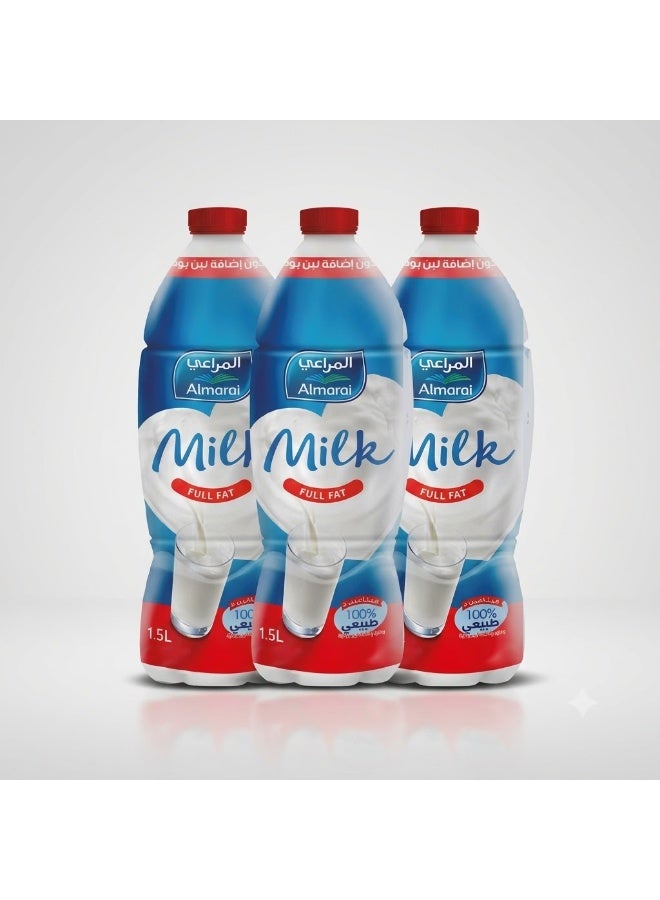 Almarai Full Fat Long Life Milk Value Bundle - Pack of 3 Bottles x 1.5L - 100% Natural