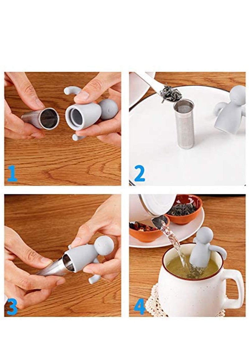 Peachjoy Tea Infuser Filter, Loose Tea Cute Stainless Steel Ultra Fine Mesh Tea Supplies Steeper Diffuser Herbal Tea and Spices, Get the More Enjoyable Tea Times with Friends and Family (2 Pcs Gray) - Image 4