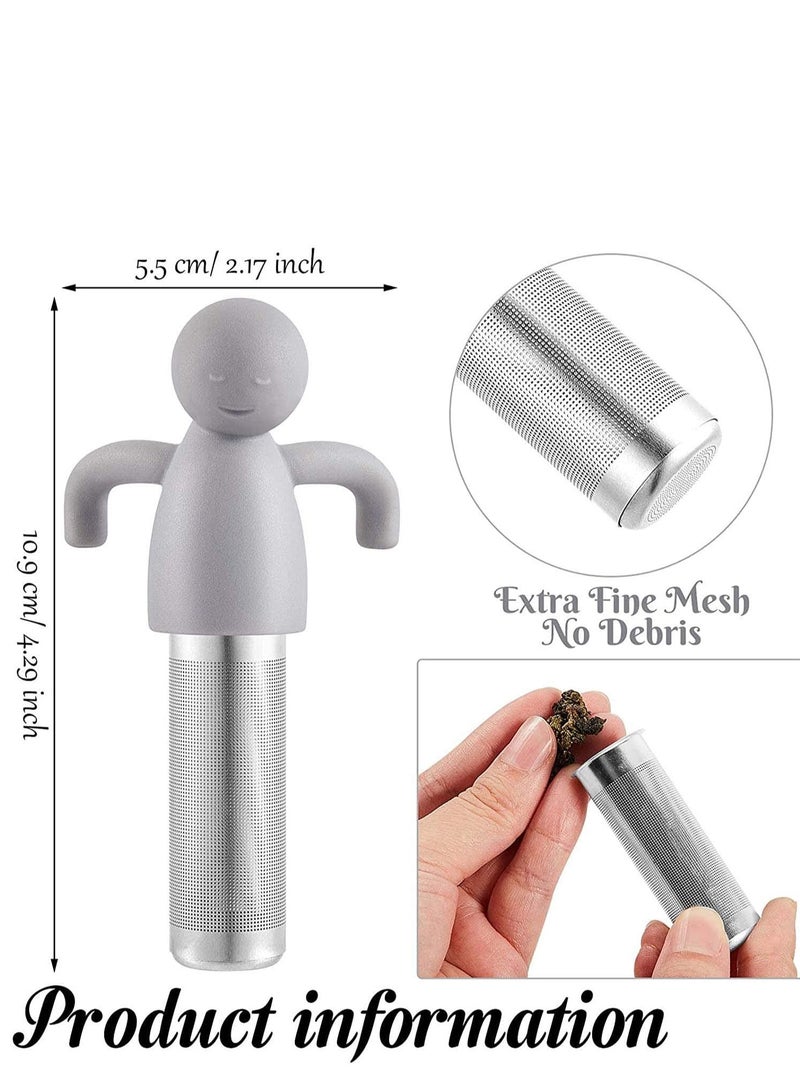 Peachjoy Tea Infuser Filter, Loose Tea Cute Stainless Steel Ultra Fine Mesh Tea Supplies Steeper Diffuser Herbal Tea and Spices, Get the More Enjoyable Tea Times with Friends and Family (2 Pcs Gray) - Image 5