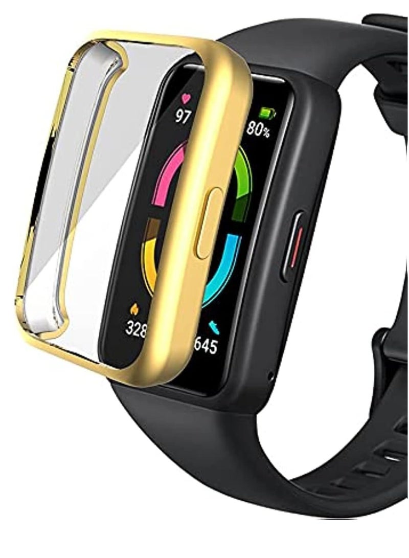 Case for Honor Band 6/7 Watch, Soft TPU Protective Cover Absorption Frame, Gold - Image 1