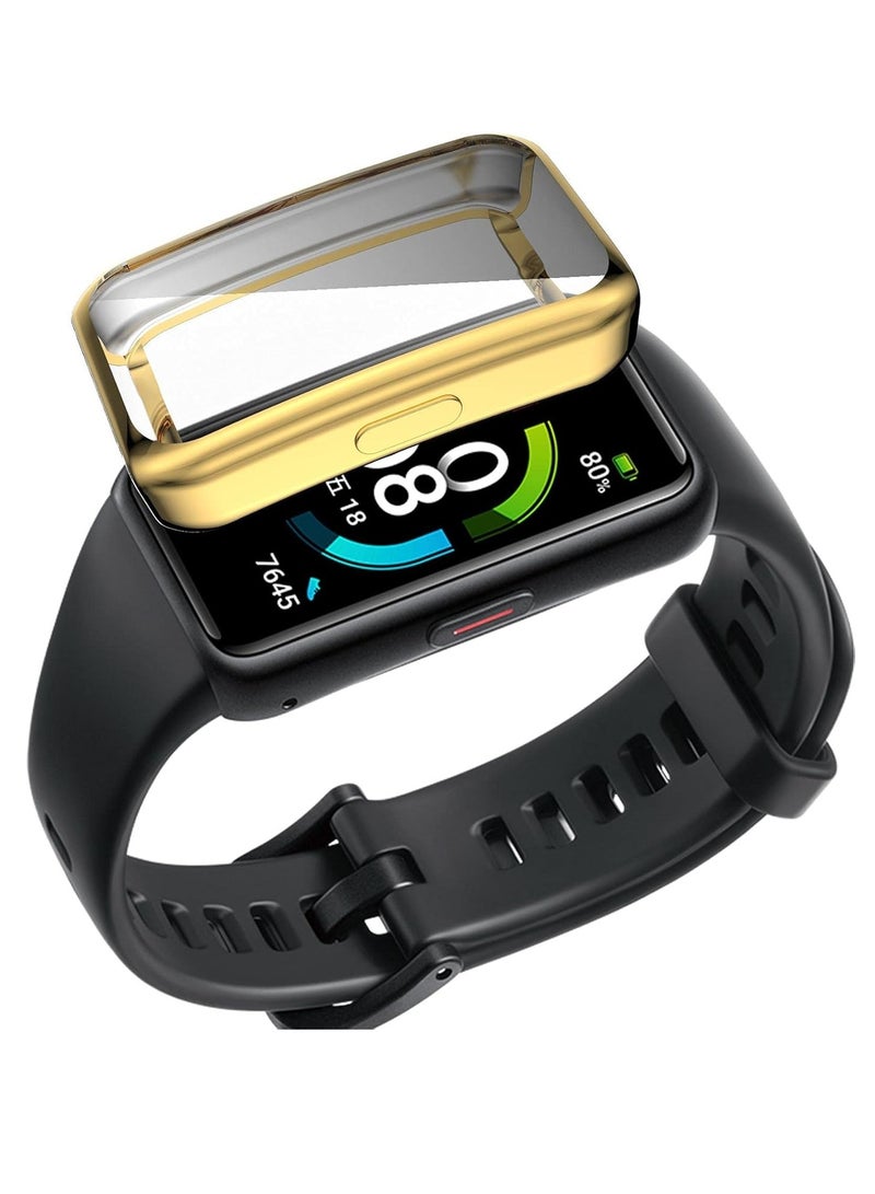 Case for Honor Band 6/7 Watch, Soft TPU Protective Cover Absorption Frame, Gold - Image 2