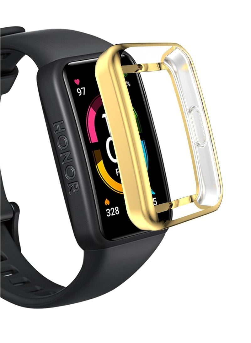 Case for Honor Band 6/7 Watch, Soft TPU Protective Cover Absorption Frame, Gold - Image 3