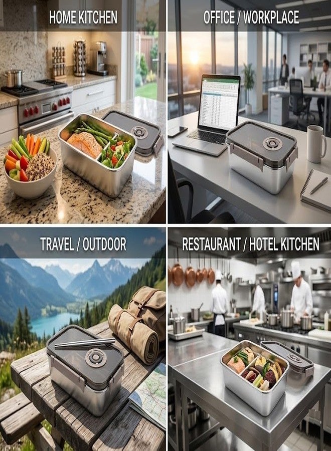 Sakar Leak Proof Stainless Steel Lunch Box Airtight Food Container for Office Use Travel Kitchen Storage Durable Reusable Tiffin Box with Secure Lid for Carrying Meals Safely - Image 3