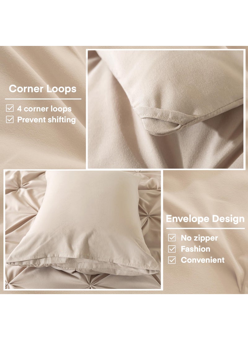 Andency Andency California King Comforter Set Wheat (104x96Inch)  Pinch Pleat Cal King Comforter Set 3 Pieces  Oversized King Pintuck Bed Comforter  Microfiber Down Alternative Comforter Bedding Set  - Image 3