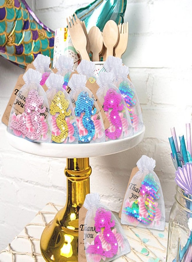 CiciBear 60 Pack Mermaid Double-Deck Flip Sequin Party Sets with 20 Keychains, 20 Thank You Tags and 20 Bags for Forest Animal Party,Birthday,Carnival, Goodie Bag Stuffers, 5 Colors - Image 4
