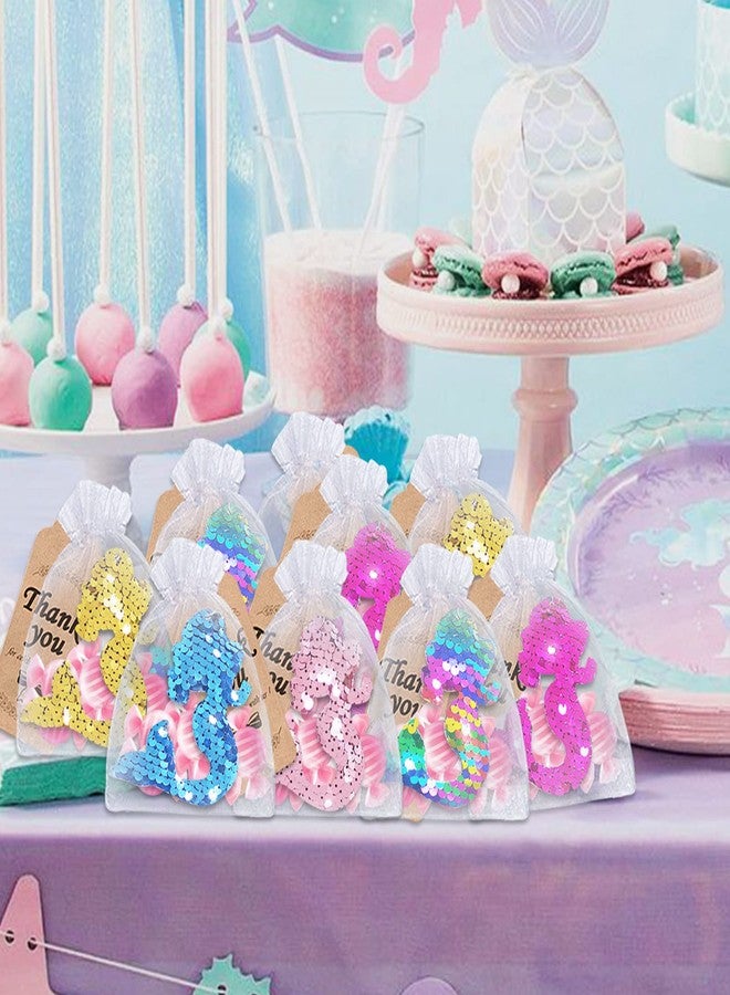 CiciBear 60 Pack Mermaid Double-Deck Flip Sequin Party Sets with 20 Keychains, 20 Thank You Tags and 20 Bags for Forest Animal Party,Birthday,Carnival, Goodie Bag Stuffers, 5 Colors - Image 3