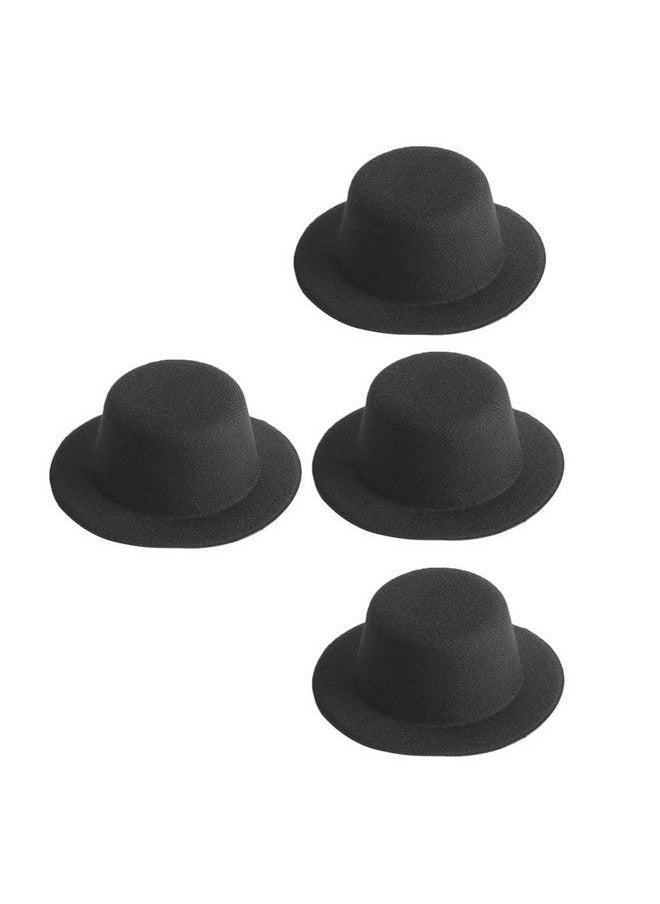 NUOBESTY - 4Pcs Mini Formal Hats Miniature Doll Hats Foam Top Hat Caps For Diy Crafts Hair Accessories Dollhouse Cake Topper Micro Landscape Decorate Black - Image 1