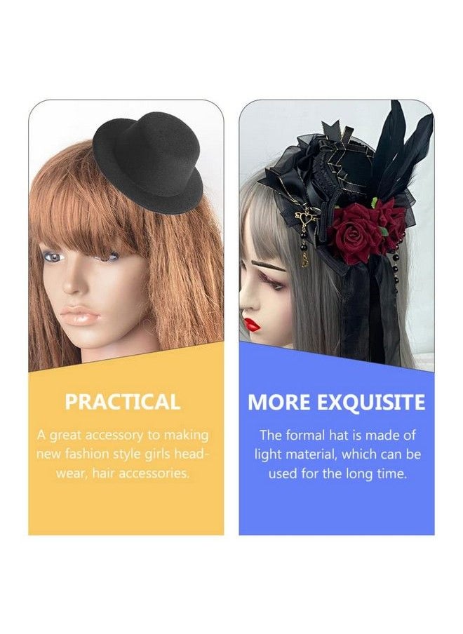 NUOBESTY - 4Pcs Mini Formal Hats Miniature Doll Hats Foam Top Hat Caps For Diy Crafts Hair Accessories Dollhouse Cake Topper Micro Landscape Decorate Black - Image 1