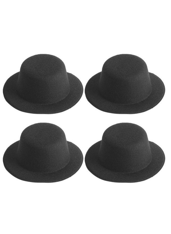 NUOBESTY - 4Pcs Mini Formal Hats Miniature Doll Hats Foam Top Hat Caps For Diy Crafts Hair Accessories Dollhouse Cake Topper Micro Landscape Decorate Black - Image 1