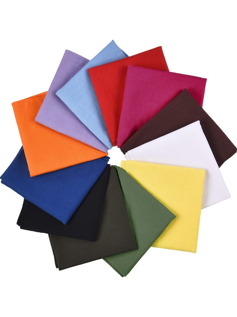 SATINIOR 12 Pcs Solid Color Cotton Bandanas Bulk Colored Handkerchiefs Multifunctional Headband Scarf for Women Men(12 Pieces) - Image 1