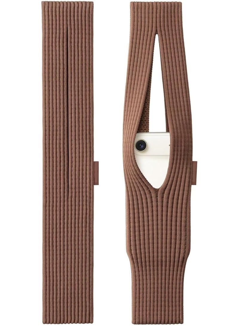 Muzz Stretchable High Elastic Knitted Phone Pouch for iphone & All Smartphones Bag Nylon Durable Soft Fabric Slim Protection Phone Pocket Holder Sleeve (Brown 80cm) - Image 1